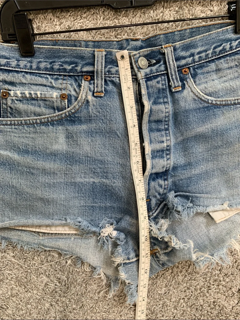 Denim Cutoff Shorts in Light Blue